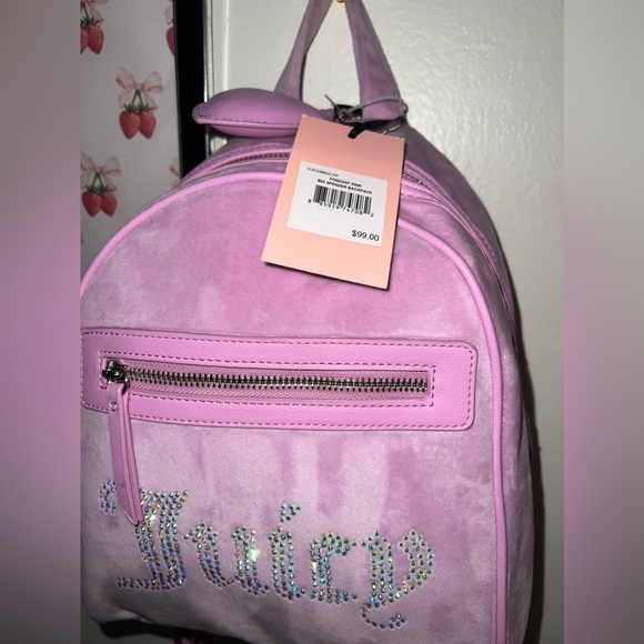 NWT Juicy Couture Velour Big Spender Pink Fondant Backpack - Picture 12 of 14